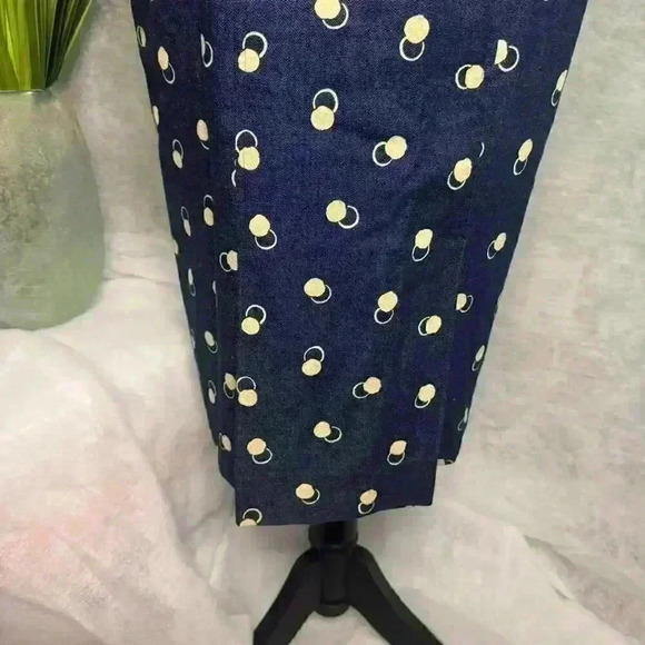 Leilian Blue Denim Skirt Suit Short Sleeve Circle Design Made in Japan Size 9 - Picture 4 of 15
